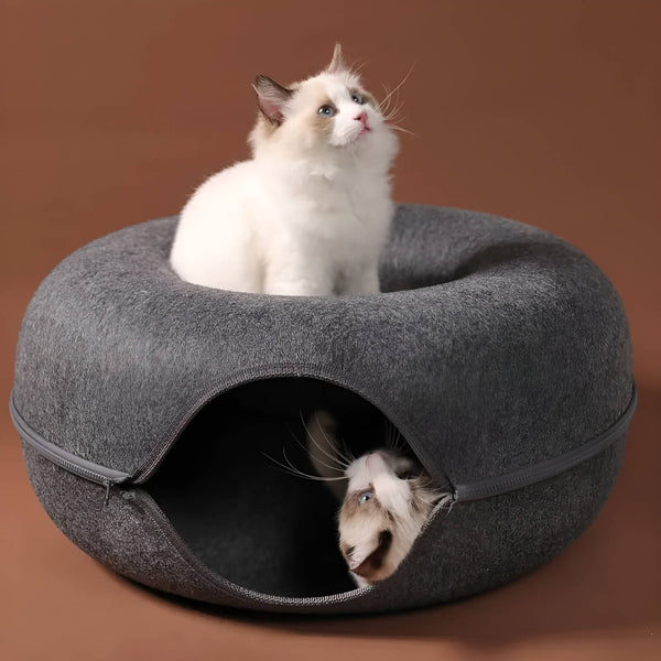 Donut Cat Bed & Hideout –  Cat Cave with Zipper Design!
