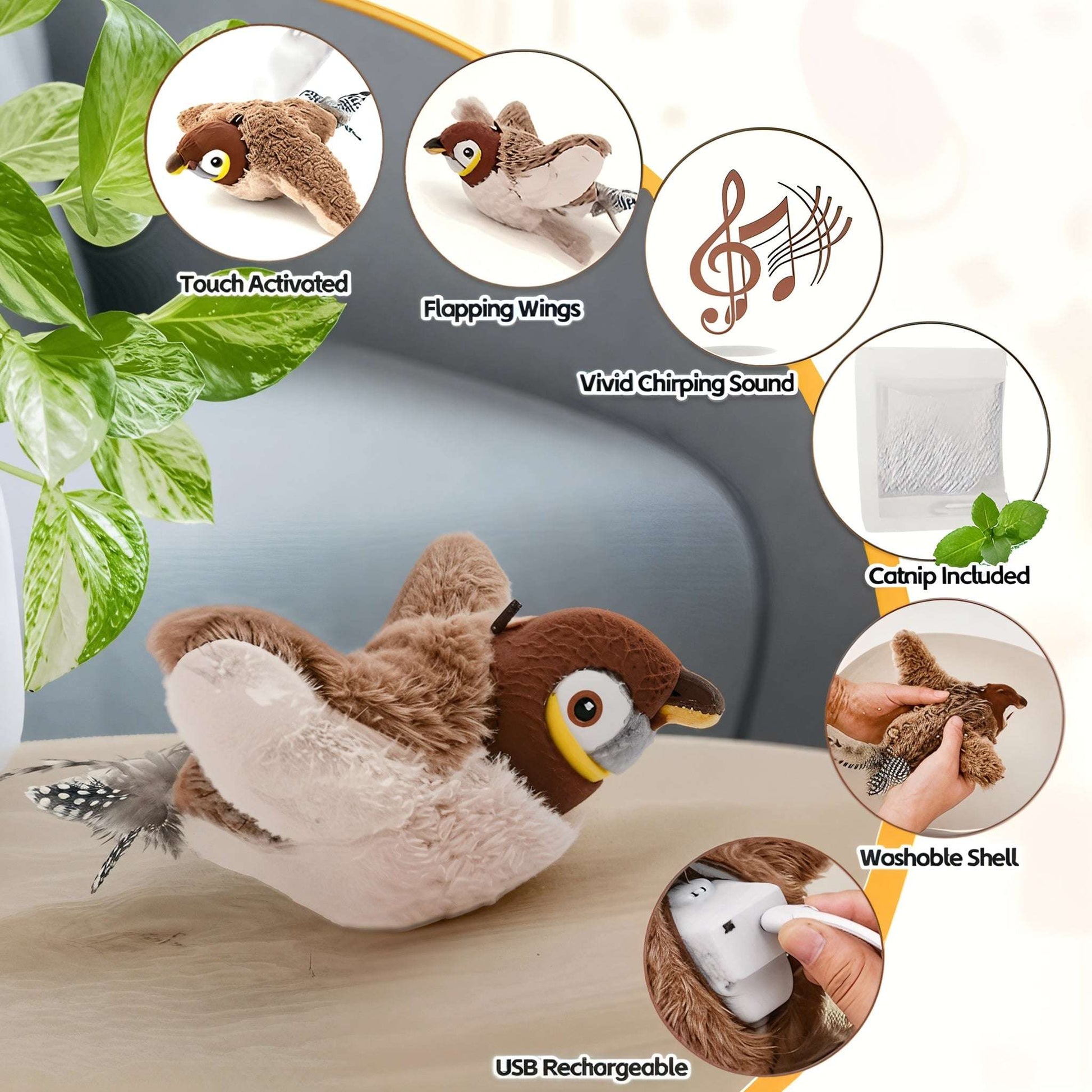 Flapping Bird Cat Toy – Realistic Movement, Sound & Endless Fun!