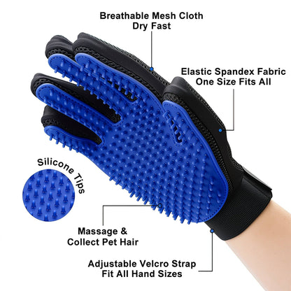 Pet Grooming Glove – Gentle Deshedding, Massage & Bathing Made Easy!
