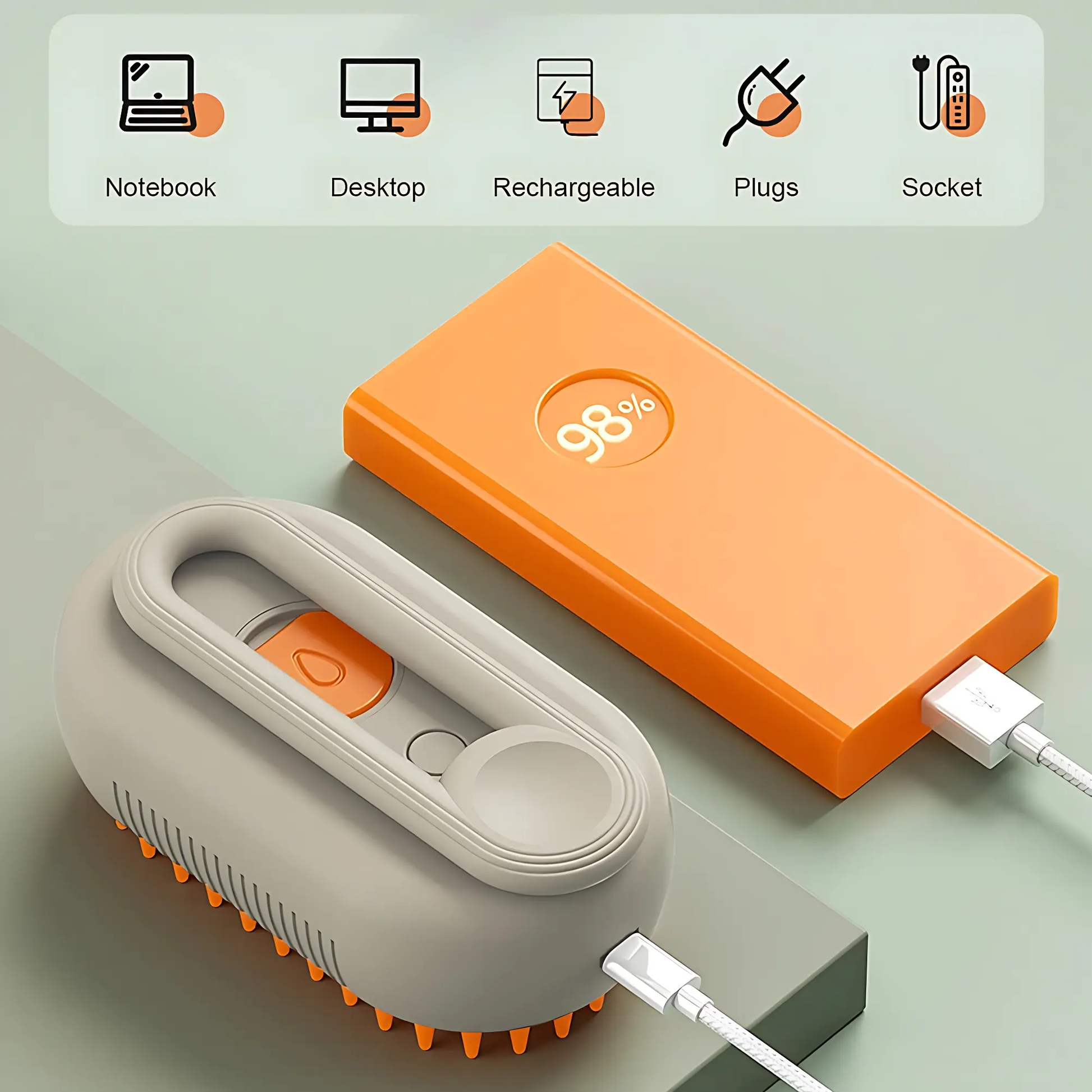 2-in-1 Mist Spray Pet Brush – Rechargeable Grooming & Massage Tool petcorner